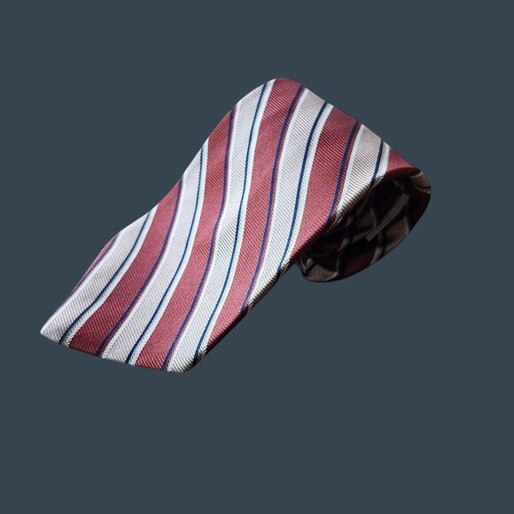 Hughes & Hatcher xAndrini 100% Silk Striped Necktie Made In Italy - Picture 1 of 6